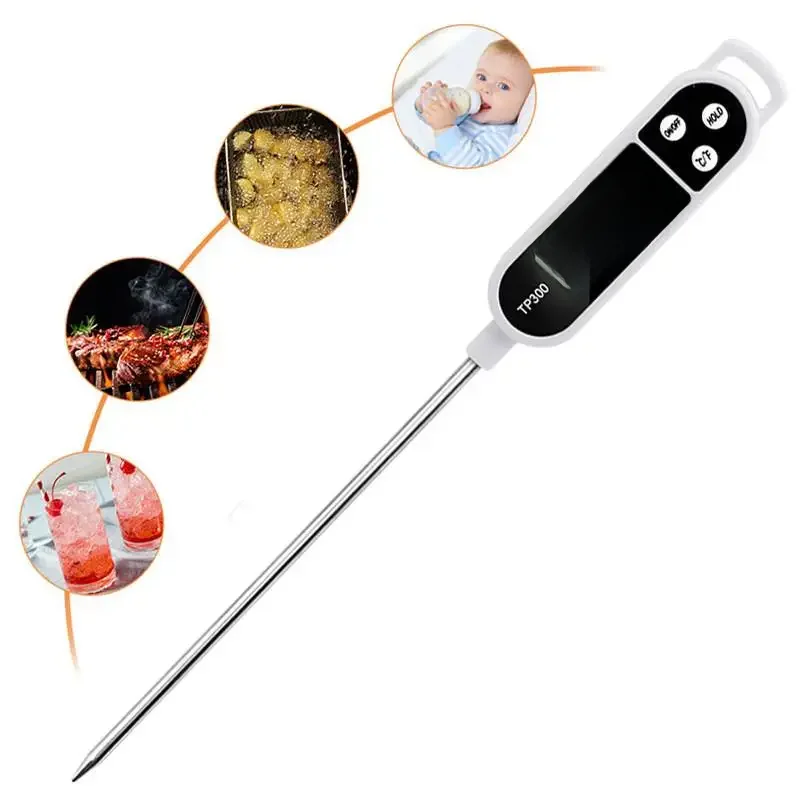 Sonde en acier inoxydable pour la cuisson des aliments, poêle à barbecue, eau, lait, huile, viande liquide, thermomètre de cuisine numérique, 1 pièce