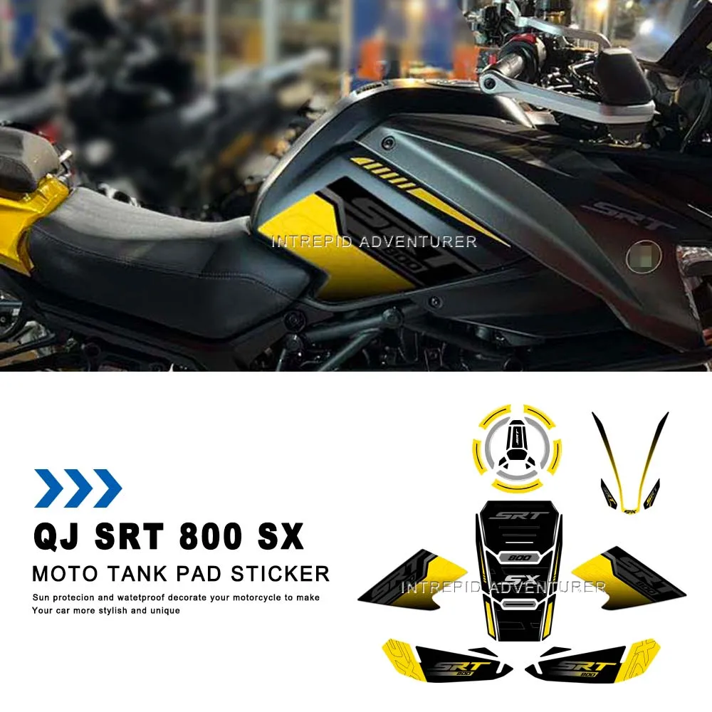 Motorcycle Accessories Fuel Tank Pad Protector Covers Waterproof 3D Resin Stickers Kit for QJ Motor SRT 800 SX 2024 Yellow