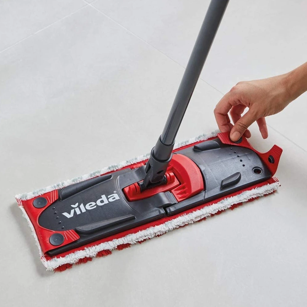 Vileda Turbo Mop Cleaning Bucket Pedal Kit Wash Floor Microfiber Cloth Wet Dry Hands Free Crimping