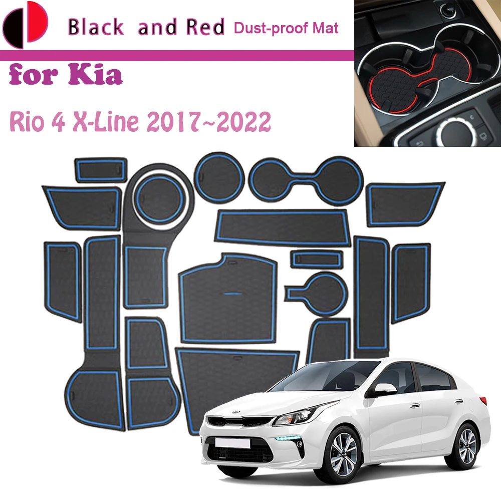 

Rubber Door Groove Mat for Kia Rio 4 X-Line Tonic YB FB 2017~2022 Cushion Gate Storage Slot Coaster Dust-proof Car Sticke Rug