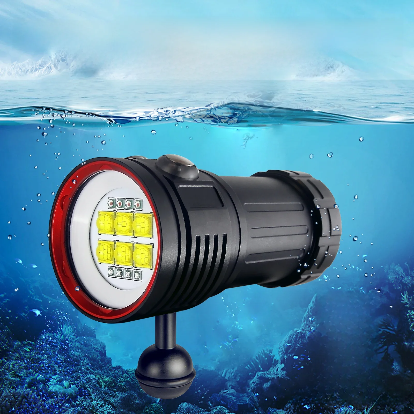 Letonpower Duiken Zaklamp 22800Lumen Rechargeabl Onderwater Verlichting 100M Waterdichte Zaklamp Voor Fotografie Video Fill Light - afbeelding 2