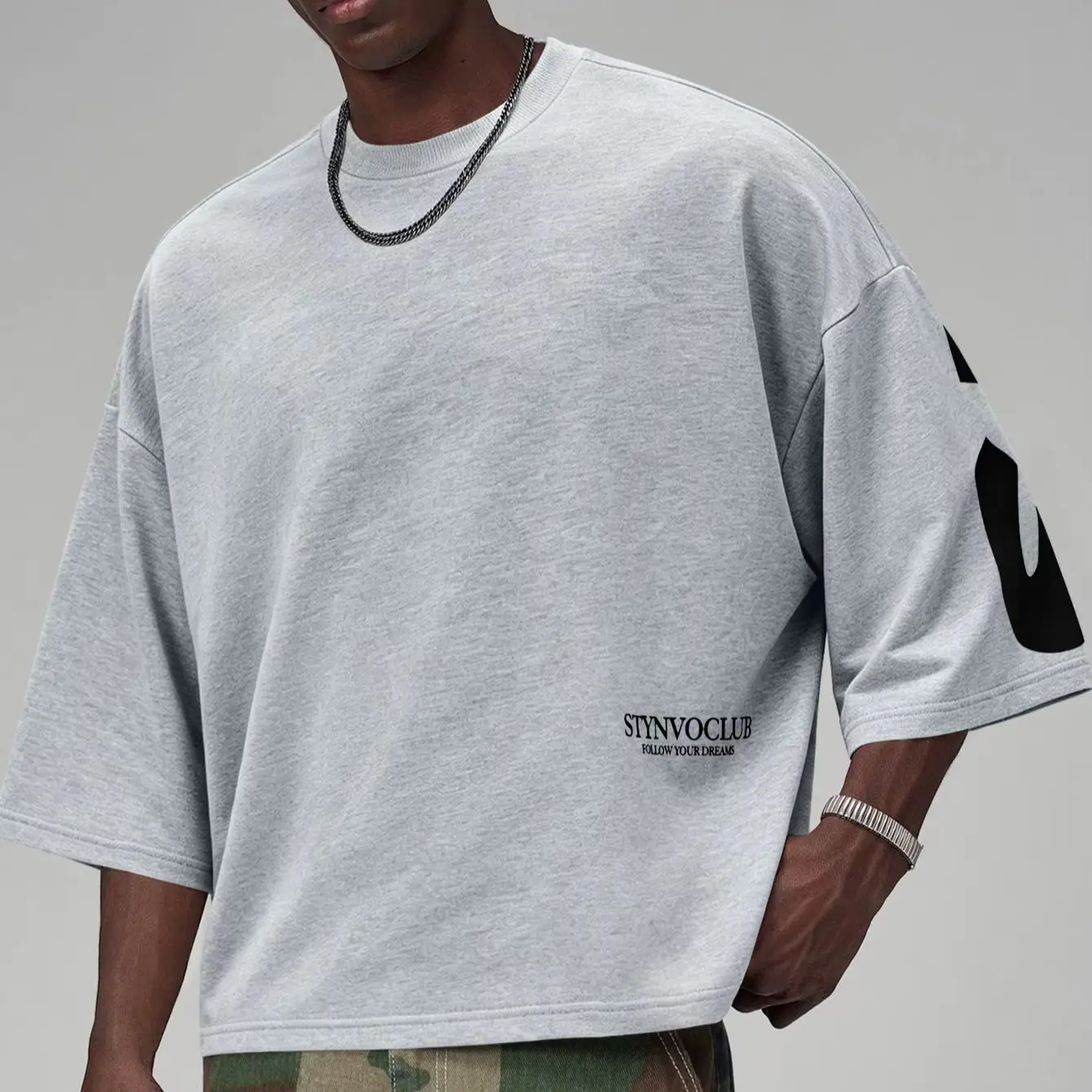 Men Summer Fashion Letter Print Crew Neck T‑Shirt, Casual Loose Short‑Length T‑Shirt