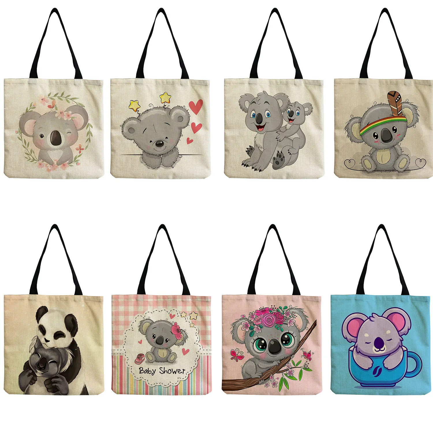 

Customizable School Teacher Gift Handbag Lady High Capacity Cartoon Animal Koala Print Outdoor Shopper Bag Women's Shoulder Bag