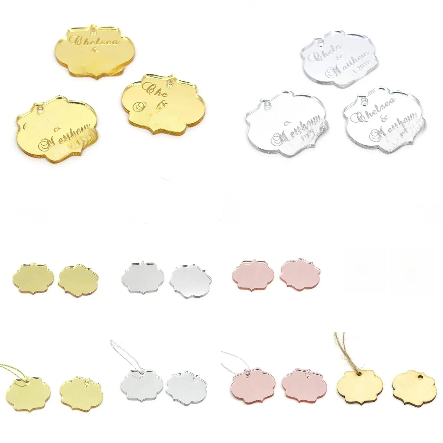 20/50/100 stuks aangepaste bruiloft baby doop spiegel gegraveerde tag decoratie cadeau aangepaste naam cadeau gepersonaliseerde acryl tag - afbeelding 2