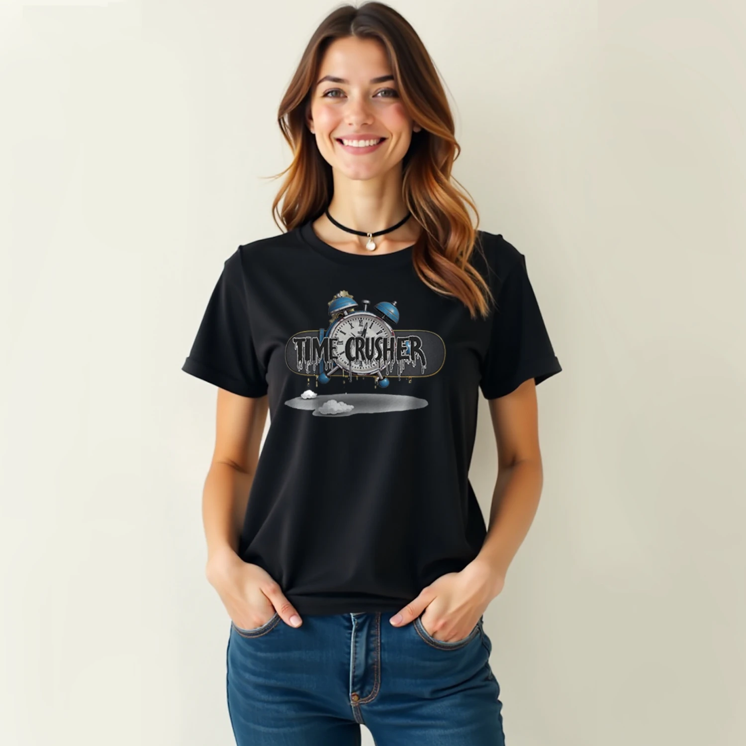 تي شيرت قطني محطم للوقت بحجم كبير وللجنان ، كم قصير ، محبي جرافيك ، ملابس غير رسمية للنساء ، تي شيرت علوي