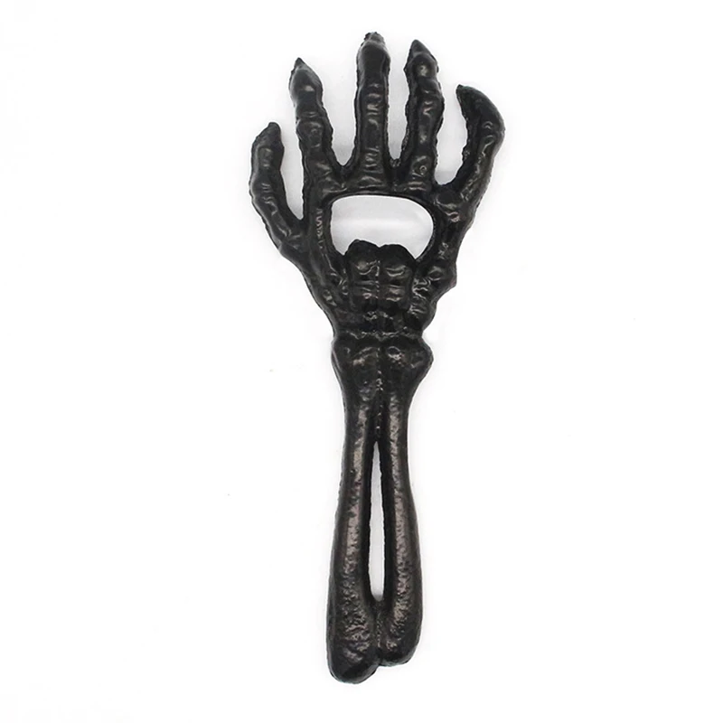 Cast Iron Skeleton Hands Bottle Opener Black Metal Beer Bottle Opener for Halloween Theme Party Bar Tool Men Gift