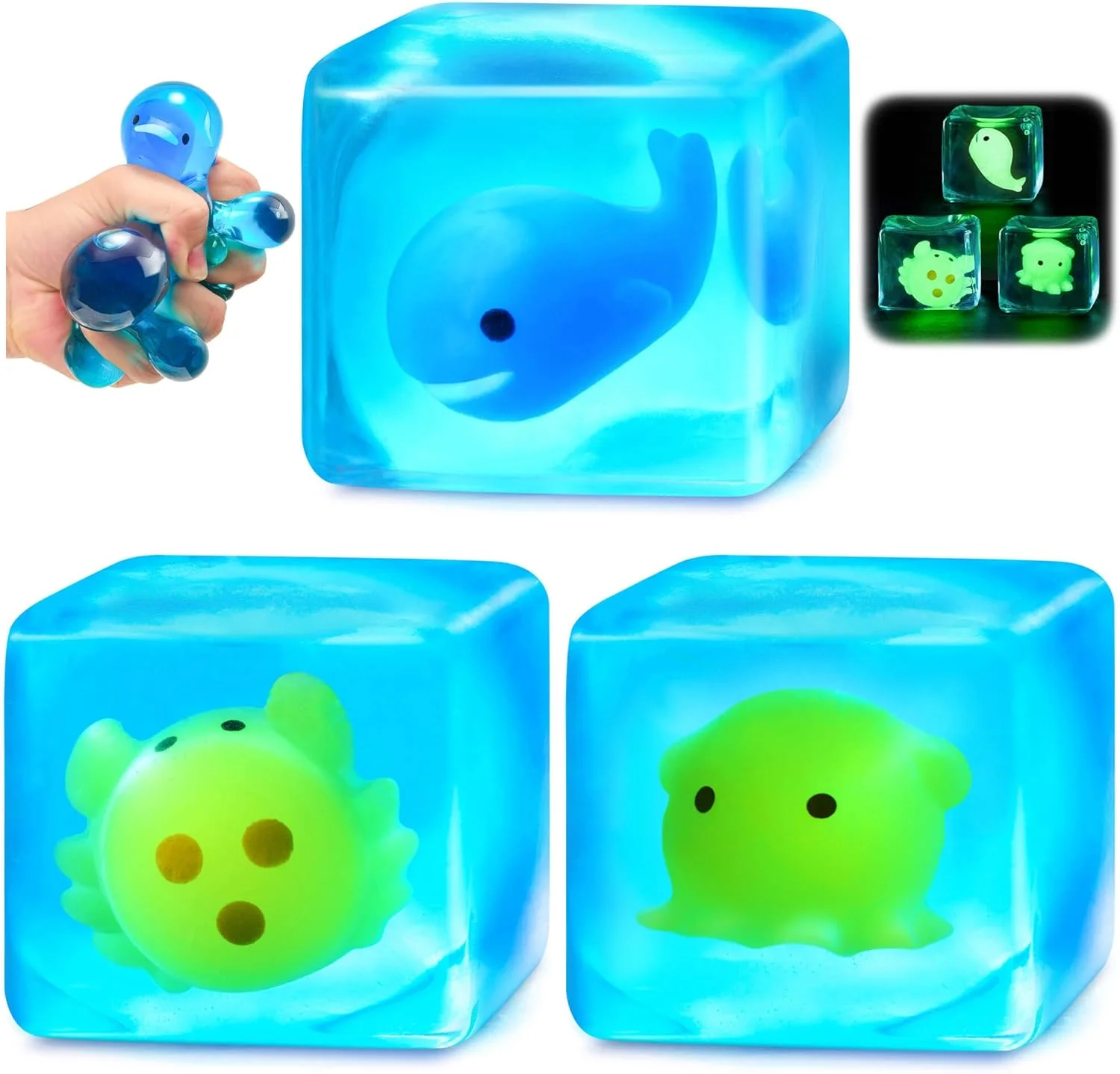 

Сенсорные игрушки-антистресс Squishy Stress Cube для взрослых - светящиеся в темноте игрушки для детей с аутизмом, антистрессовые мячики для детей и подростков, игрушки для снятия стресса