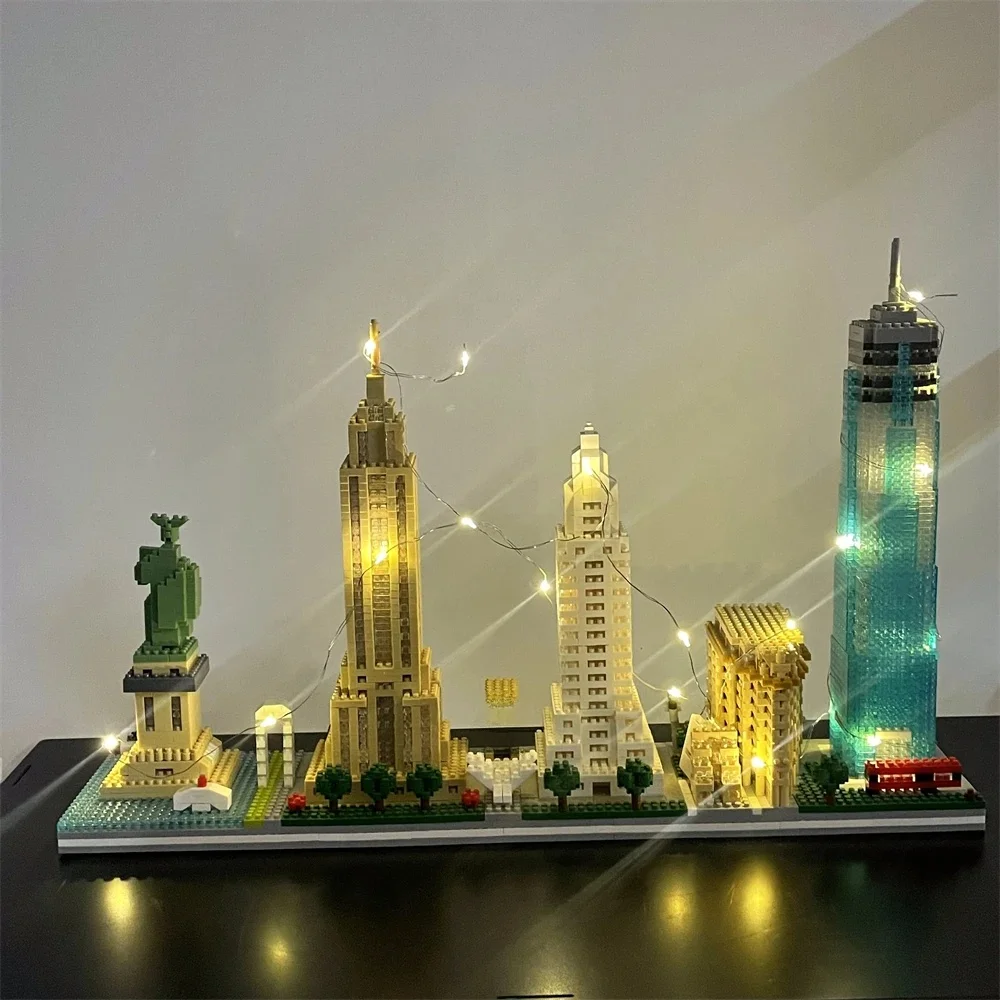 Jouets de construction Skyline de New York City, un modèle emblématique détaillé, cadeau idéal pour les amateurs d'architecture