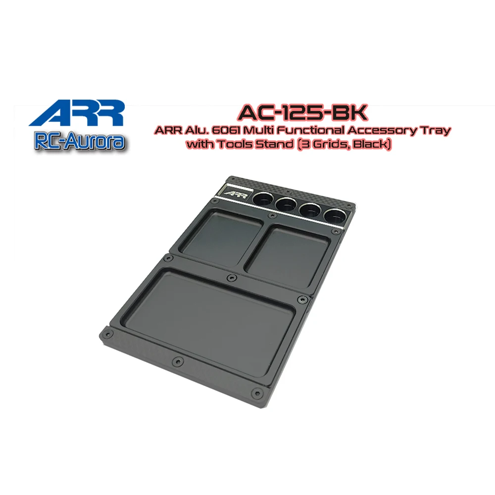 RC-Aurora ARR Alu. 6061 Multi Functional Accessory Tray with Tools Stand (3 Grids, Black)