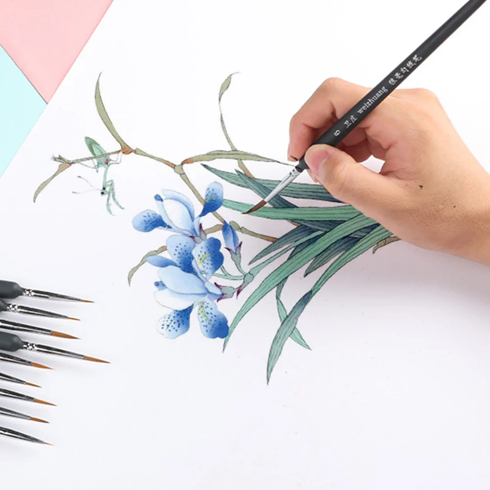 3Pcs/11Pcs Miniature Hook line pen watercolor soft hair oil painting extra hair Hand Painted brush gouache acrylic painting