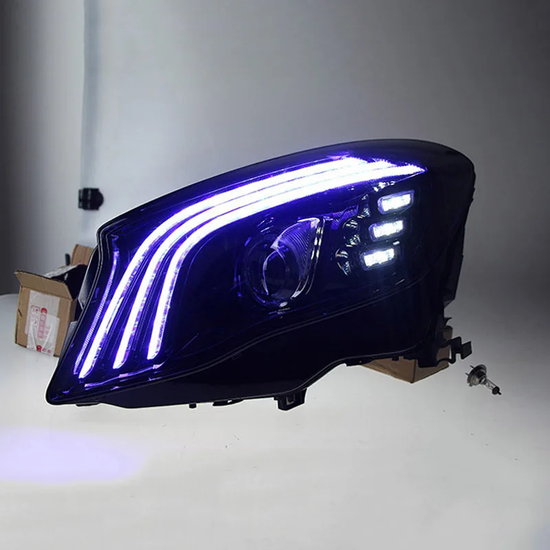 

Car Headlight LED Daytime Running Lights For Benz GLA 200 260 DRL Blue Start Up Animation Streamer Turn Signal Front Lamp