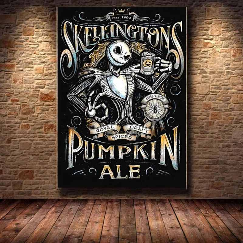 Disney Nightmare Before Christmas Poster Prints Jack Skellington Pumpkin Royal Craft Ale Canvas Painting Wall Art Halloween Gift