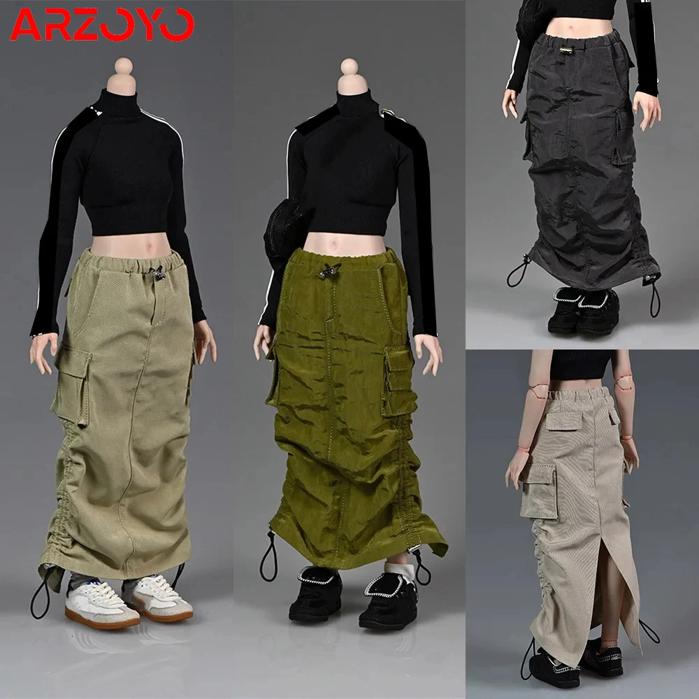 1/6 Scale Fashion Women's Solider Workwear Functional Pleated Long Skirt Model for 12Inch Female Action Figure Doll