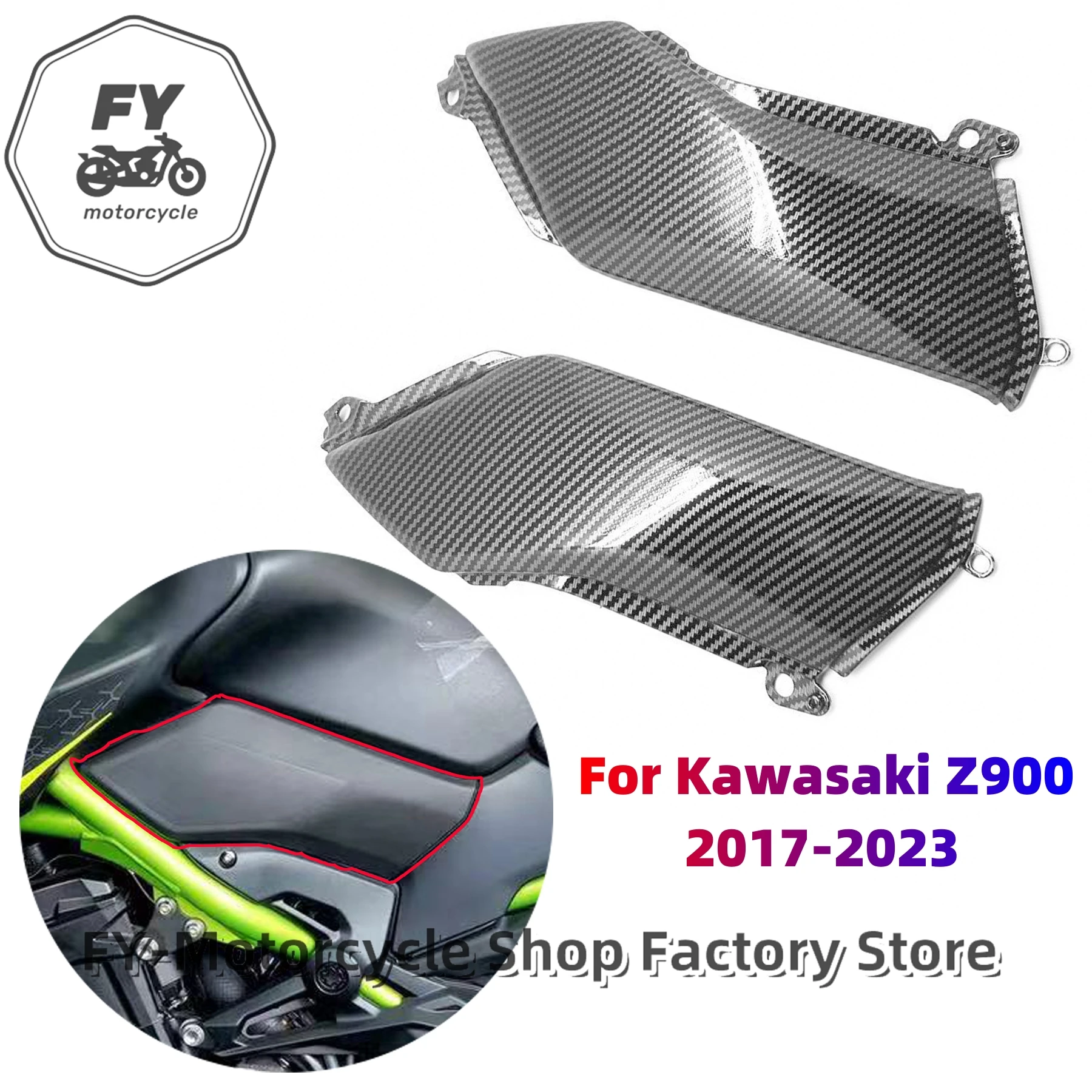 Plastic Side Fuel Tank Cover for Kawasaki Z900 2017-2023 Motorcycle Under Fuel Tank Gas Tank Side Trim Panel Fairing Cowling