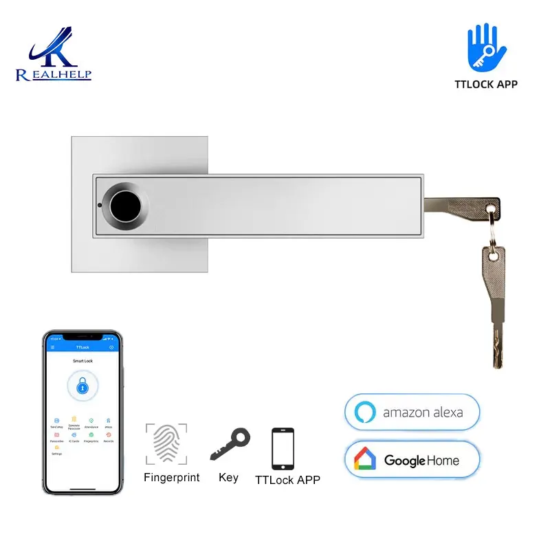 TTlock Alexa App Control Fingerprint Lock Home Bedroom Door Intelligent Lock Mute Handle Password Door Lock