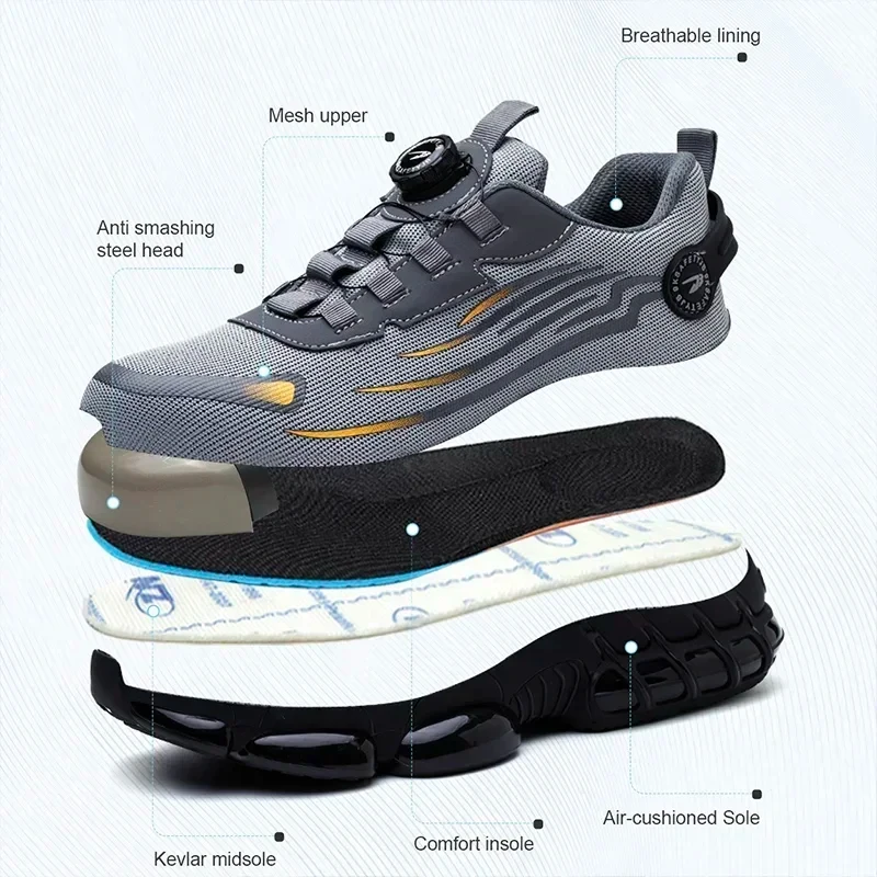 Lightweight Steel Toe Work Sneakers Comfortable Industrial Construction Safety Shoes for Men And Women