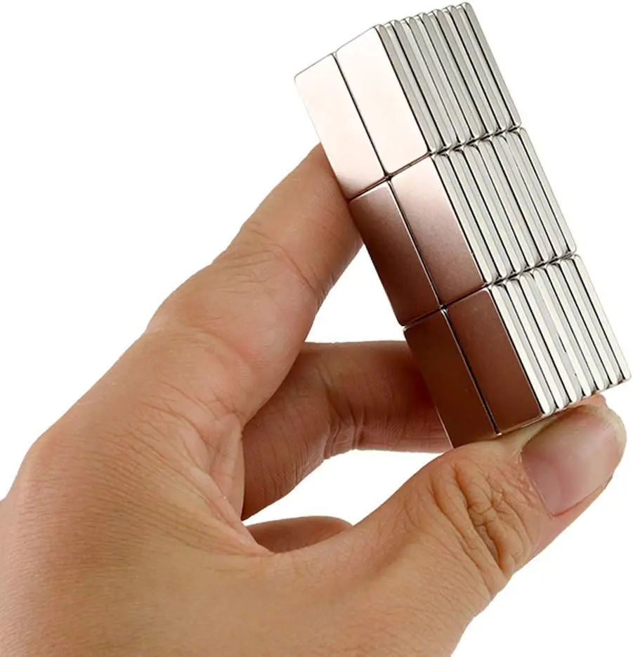 Strong Rare Earth Neodymium Magnets, Heavy Duty Bar Magnets with Double-Sided Adhesive, Powerful Pull Force, Perfect for Fridge,