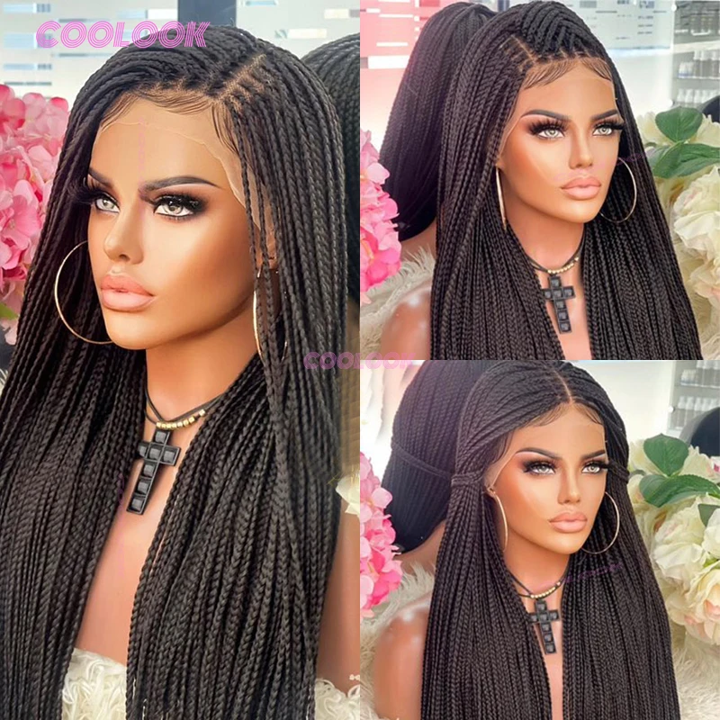 

36 дюймов Cornrow Braids Lace Wig Синтетические плетеные парики для чернокожих женщин Box Braids Hair Wig Twist Braid Wig Классические плетеные парики