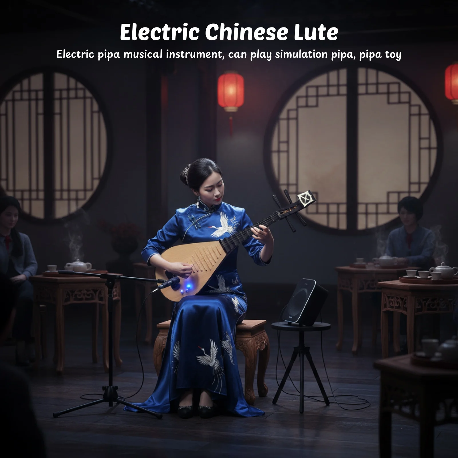 Guitarra eléctrica de Lute chino para niños, instrumento Musical de simulación clásica, educativo