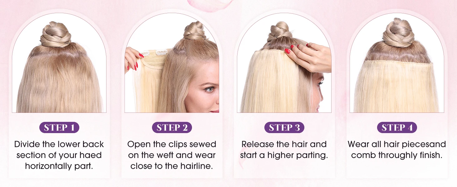 Clip In Human Hair Extensions 1 Piece 5 Clips 3/4 Full Head Clip On Remy Hair Extension Natural Color One-Piece Clip Ins