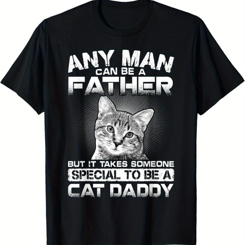 

Men's Funny Cat Dad Shirt with Cat Graphic Soft Stretchy Cotton Tee Loose Fit Casual Everyday Shirt Allseason Men's T-Shirt Humo