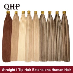 Straight Natural Fusion Hair Extensions Machine Made I Tip Remy Human Hair Extensions 50pcs/Set Keratin Capsules Blonde Colored