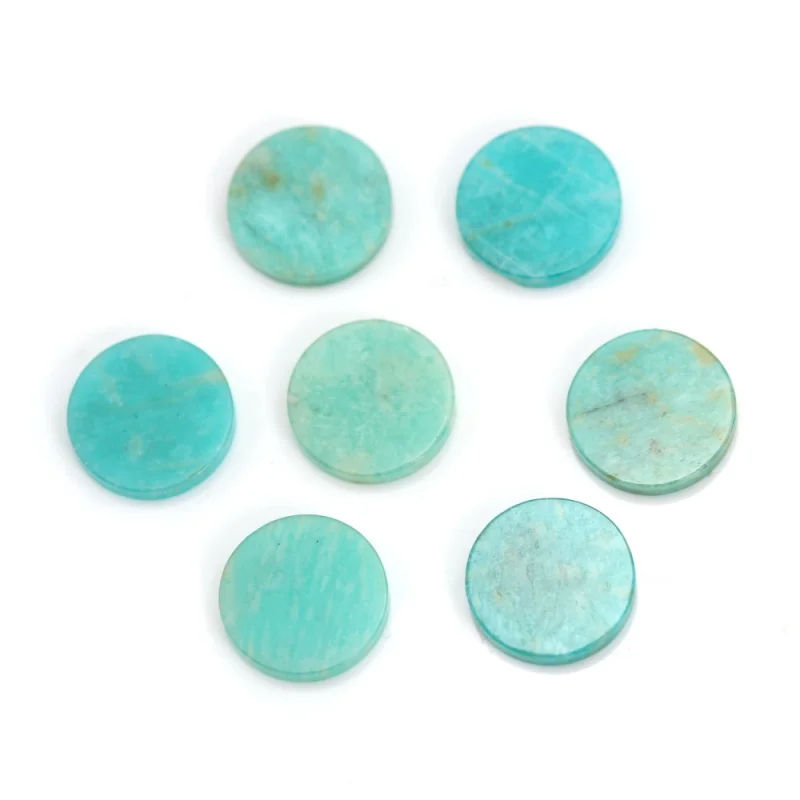 5pcs Peru Amazonite Disc Cabochon Flat Round 8-20mm Genuine Natural Stone For Jewelry Making Ring Earrings DIY Pendant