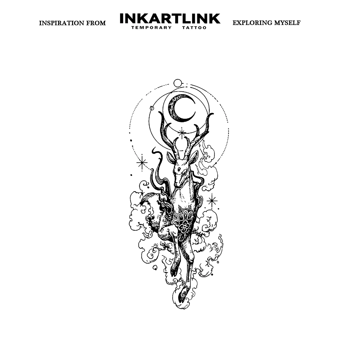 ملصق وشم أيل مؤقت ، مقاوم للماء ، وشم سحري ، يدوم حتى 15 يومًا #3