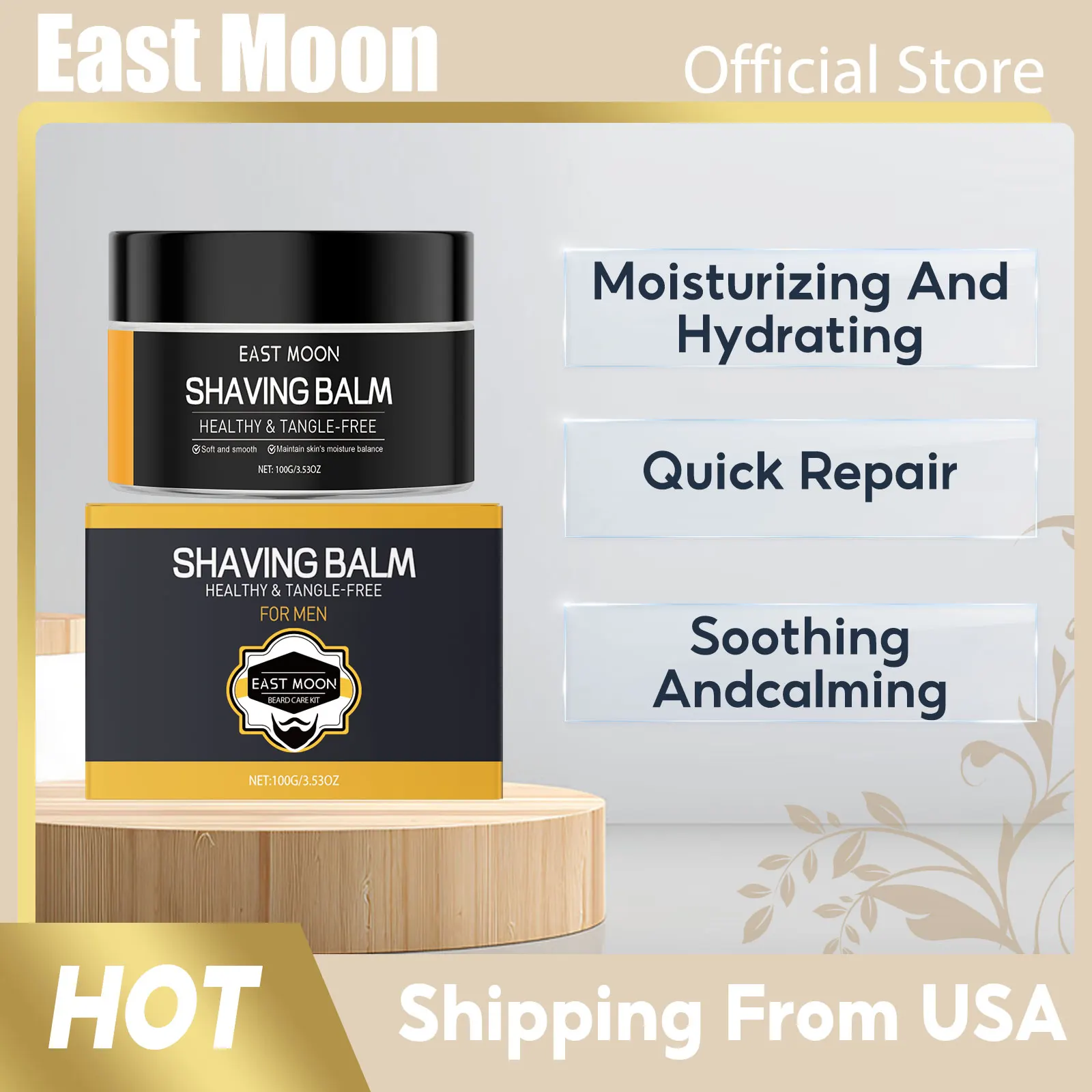 

Men Hyaluronic Shaving Balm Deep Moisturize Keep Smooth Improve Split Ends Reduce Frizz Strengthen Lubrication Beard Care Balms