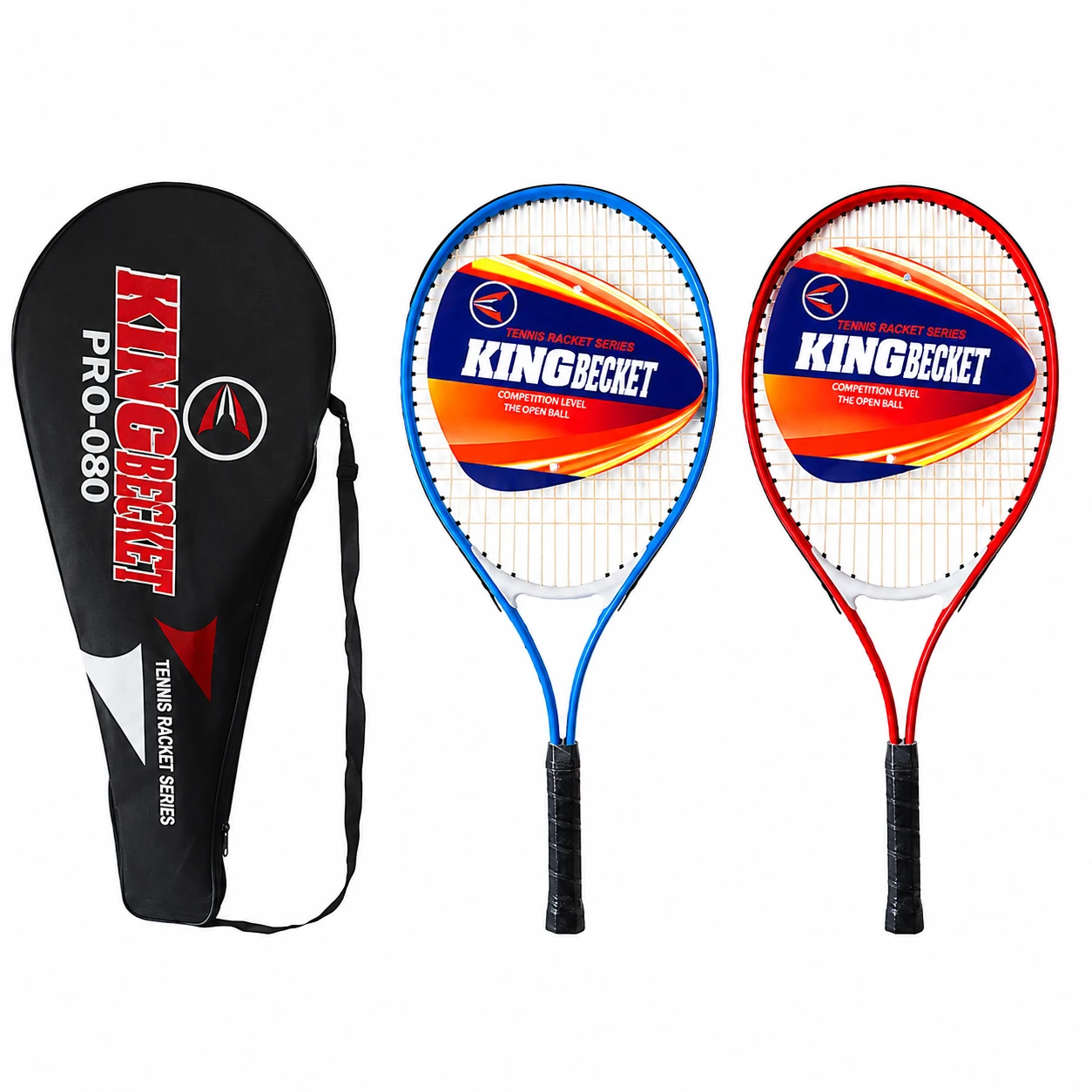 2-pack tennisrackets met hoes, padelrackets voor training en recreatief spel, comfortabele grip