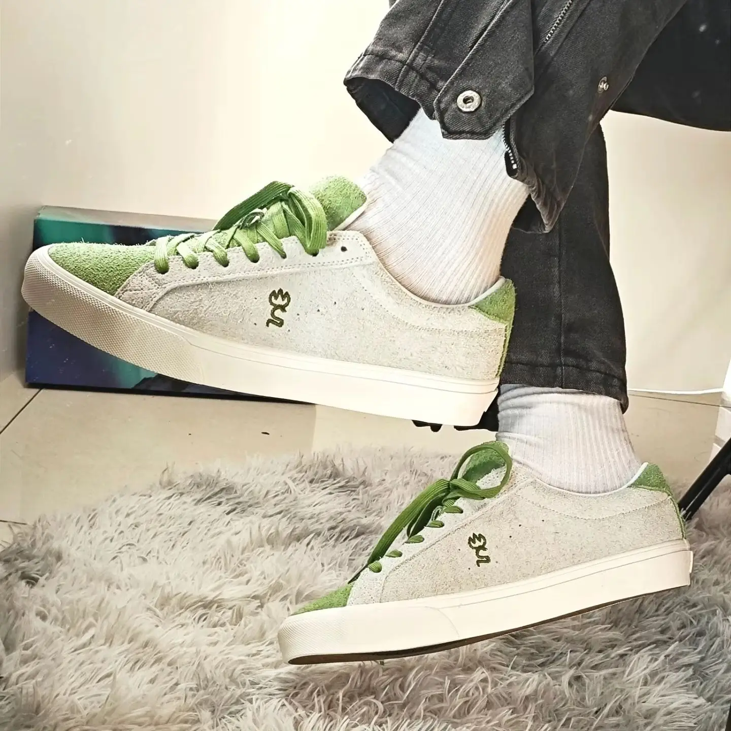 Joiints Green Hairy Suede Shoes Men Vulcanized for Skate BMX Young Durable Leather Cansual Sneaker Big Size Tennis Non-slip Foot