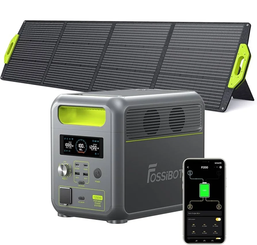 Fossibot Premium Brand New @@ FOSSiBOT F1200 Portable Power Station, 1024Wh Capacity, 1200W Rated Power, 3 LED Light Modes, 7 Output Port portable power station