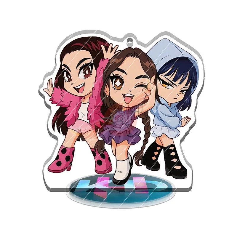 ​ K-Pop Demon Hunters Merch Chibi Acrylic Standee - هدية مثالية لمحبي الرسوم المتحركة، تصميم الطباعة الداخلية مع شخصيات Huntr/x
