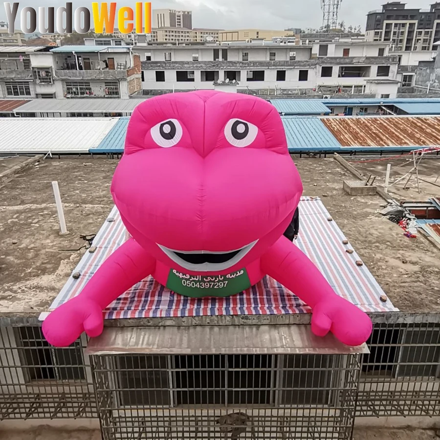 Large Ground-Lying Pink Cute Inflatable Dinosaur Head For Shopping Mall Building Holiday Decoration