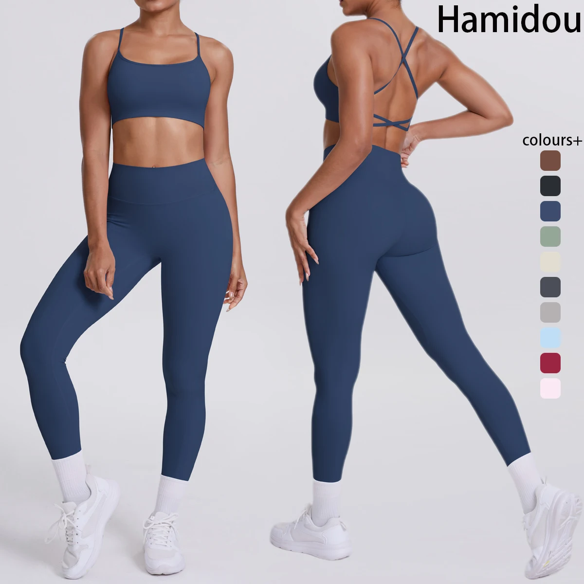 Yoga Suit Sports Set Gym Seamless High Impact Sports Bra Women's High Waist and Hips Tight Peach Buttocks Pants Womens Sportswea