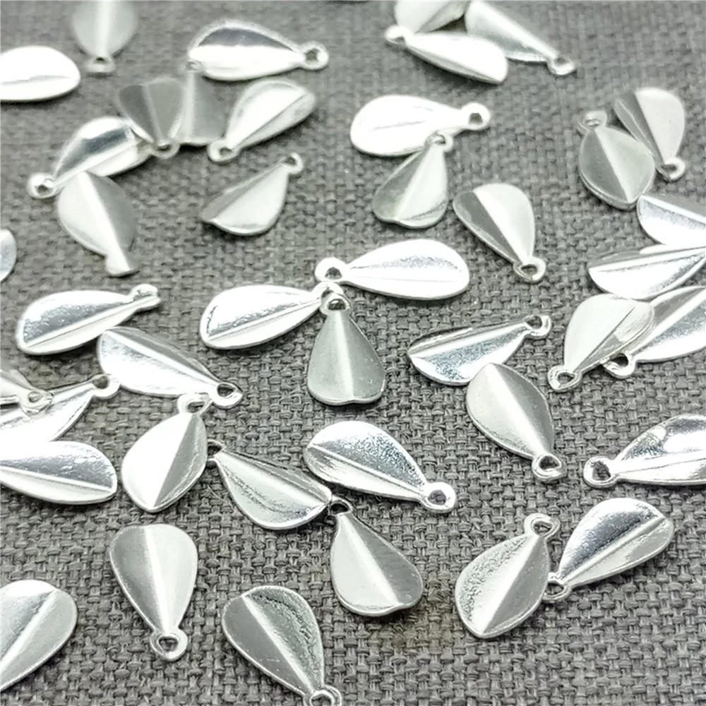 

50pcs of 925 Sterling Silver Bulk Tiny Leaf Charms for Necklace Bracelet Extension Chain End