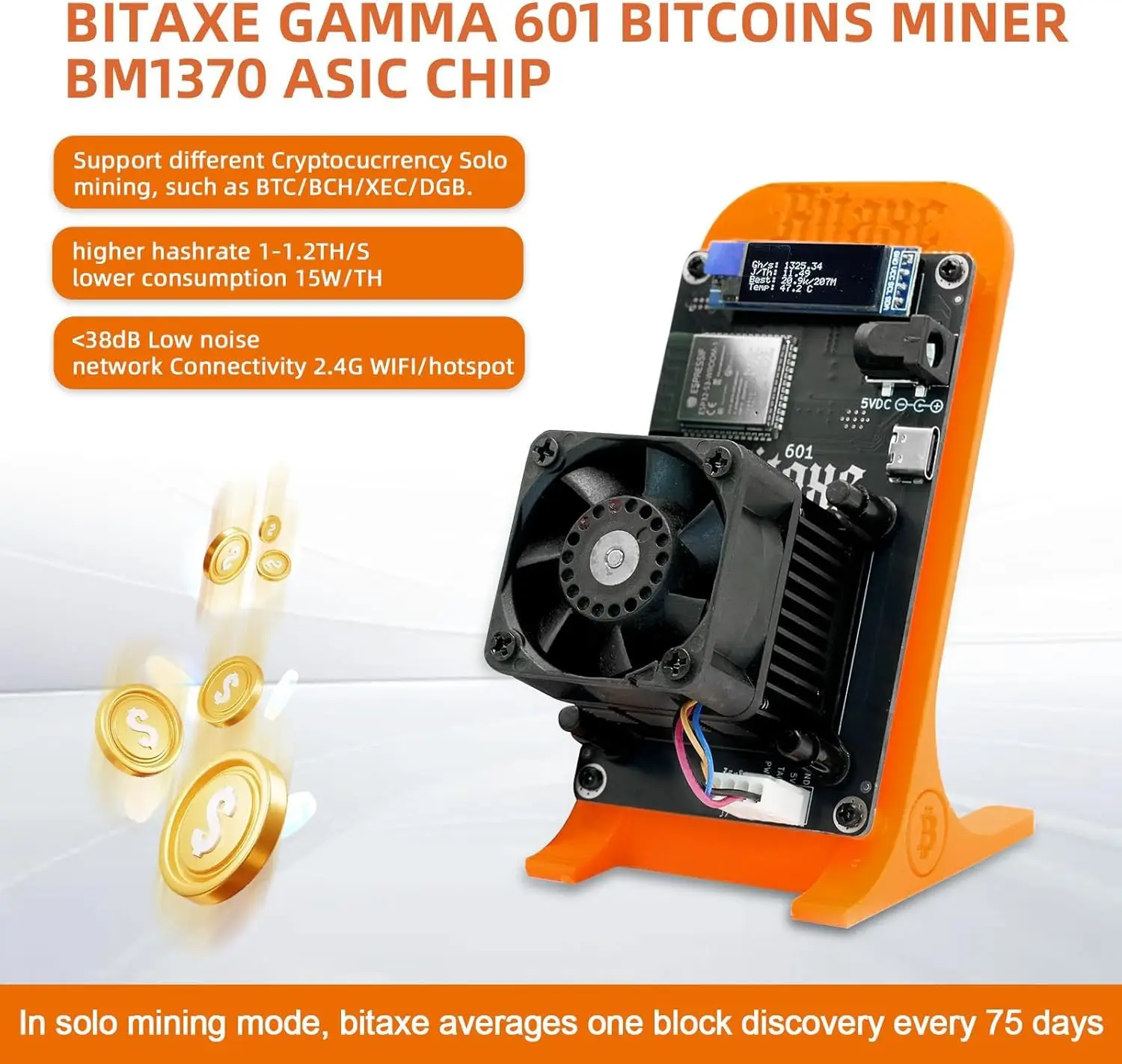 Bitaxe Gamma 601 Bitcoins Miner 1.2TH/S Asik Btc Miner Asic Mining Crypto Miners solo mining Drawing machine miners for crypto