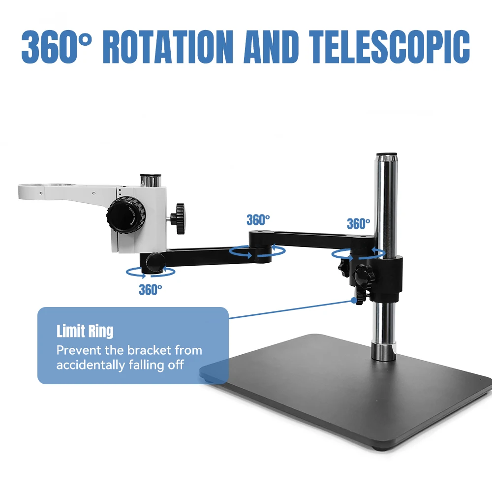 Binocular Stereo Microscope, 7X-45X Magnification, LED Light, Articulating Arm Stand with Base Plate LA-MH02A