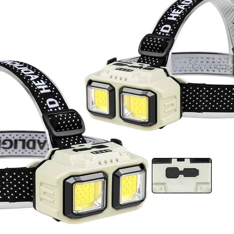 Powerful COB Headlamp Torch USB Rechargeable Flashlight Headlight Waterproof Head Light Camping Fishing Mining Light Lamp Torch — zdjęcie 2