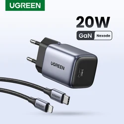 UGREEN GaN 20W PD 고속 충전기, USB C 타입 충전기, 아이폰 14, 13, 12, 11 프로 맥스 태블릿용, USB C PD3.0, QC3.0, PPS 고속 충전