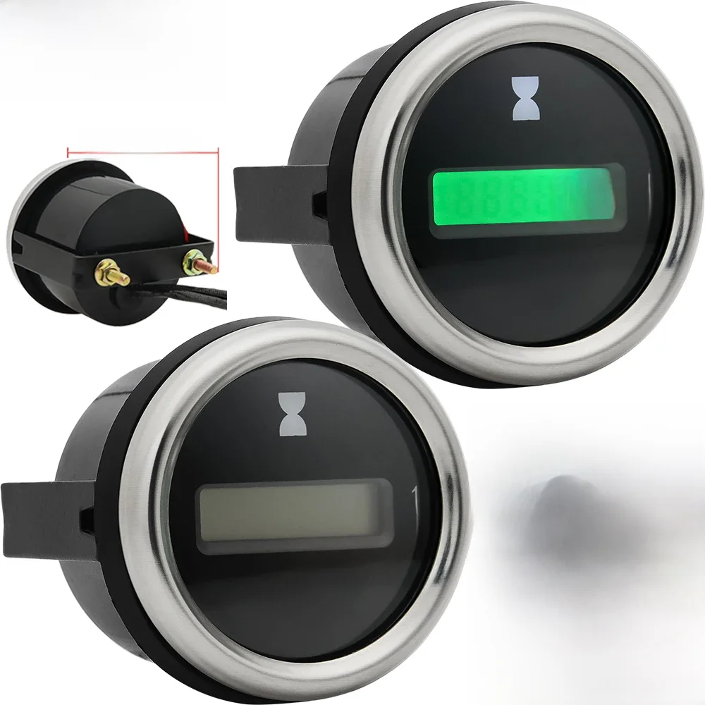 Compteur horaire électronique LED vert 52mm, compteur numérique universel pour moto, voiture, bateaux marins, ATV 12V 24V