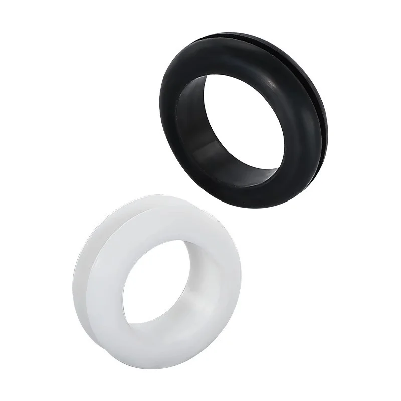 50PCS Rubber Grommet Double Sided Wire Protection Ring Black White Sealing Gasket Cable Cord Protector Electrical Box Hole Seal