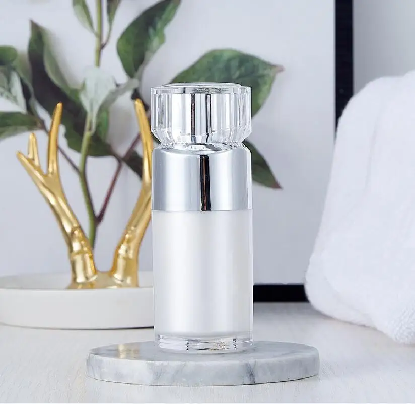 

15ml pearl white acrylic diamond shape lid serum/lotion/emulsion/foundation essence liquid toner gel skin care cosmetic packing