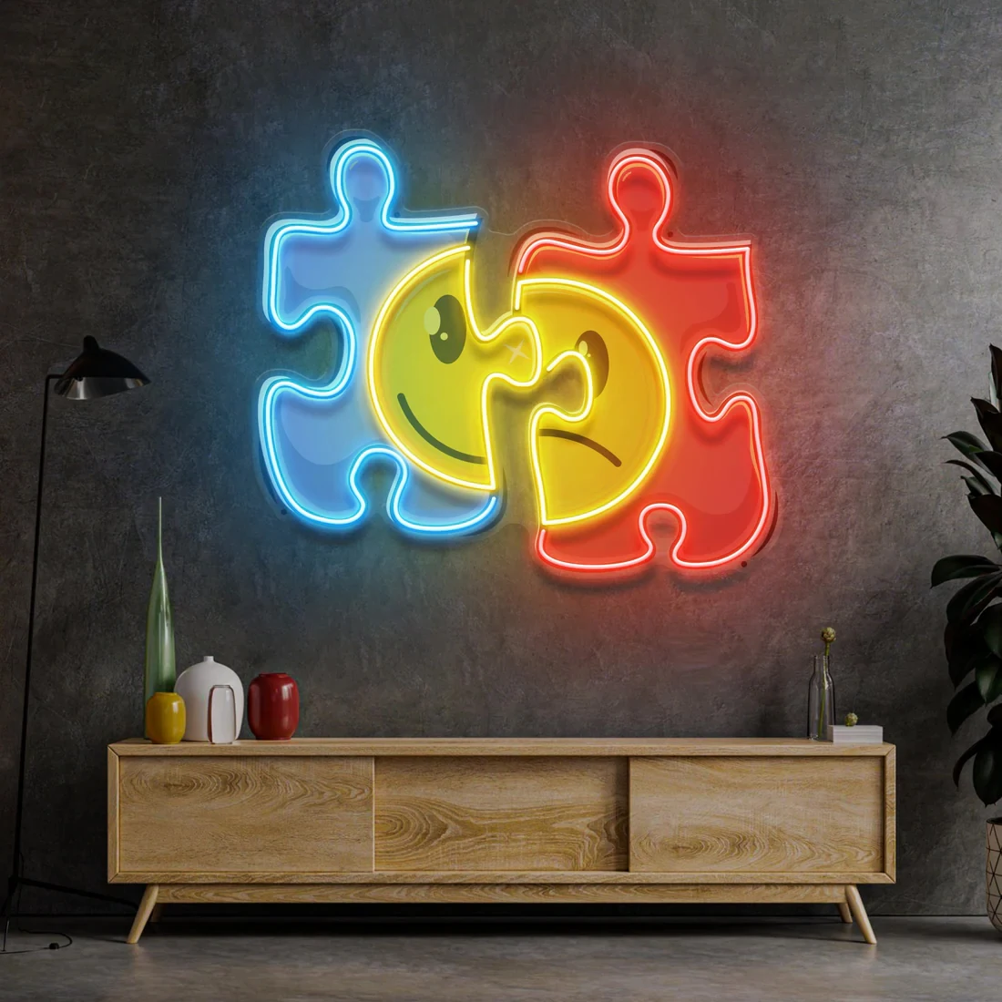 Puzzle Neon Sign UV Print Color Puzzle Neon for Children's Playground, Kindergarten and Nursery Decor Home Kids Room Wall Decor