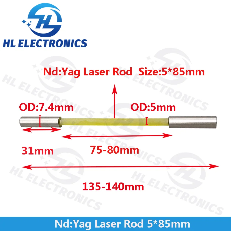 Yag Laser Rod Crystal for Tattoo Removal  Laser Spare Parts 5*85mm