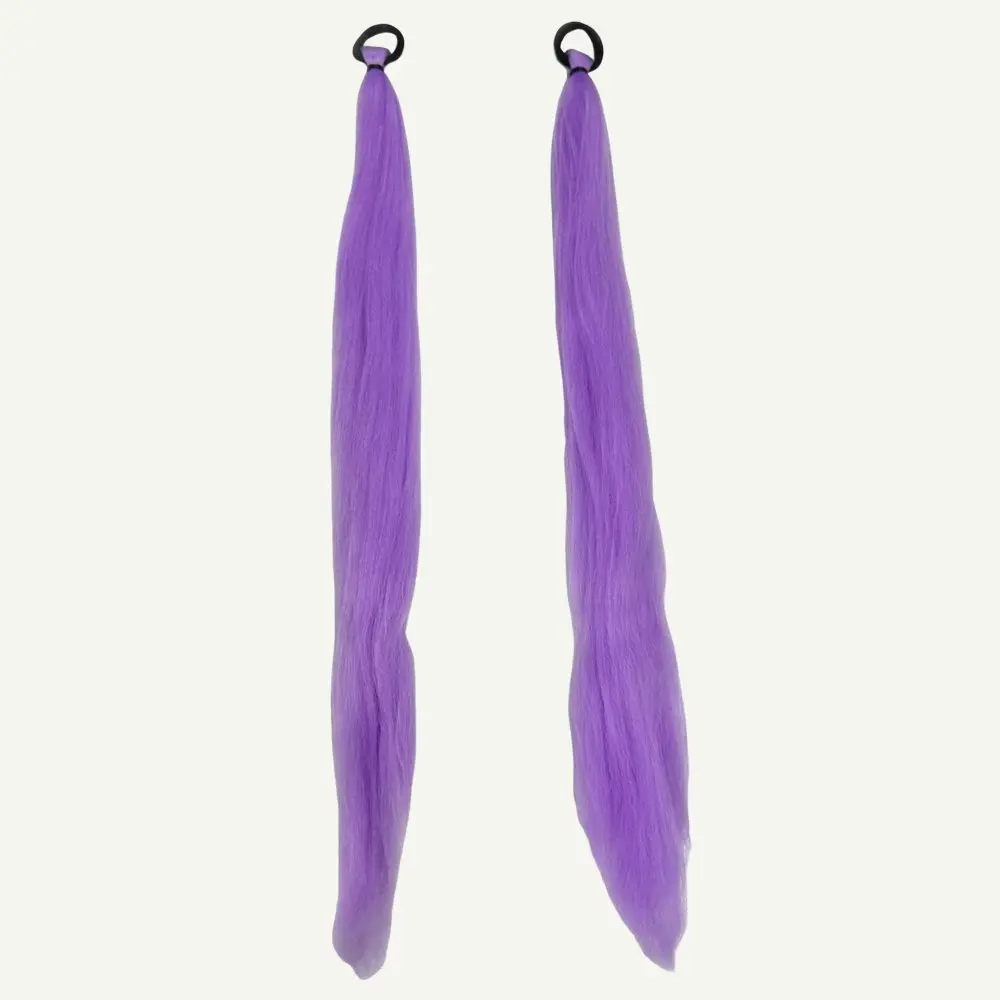 2 pçs sintético em linha reta kpop rumi demônio caçadores cosplay peruca rabo de cavalo com trança de cabelo rabo de cavalo acessórios de halloween