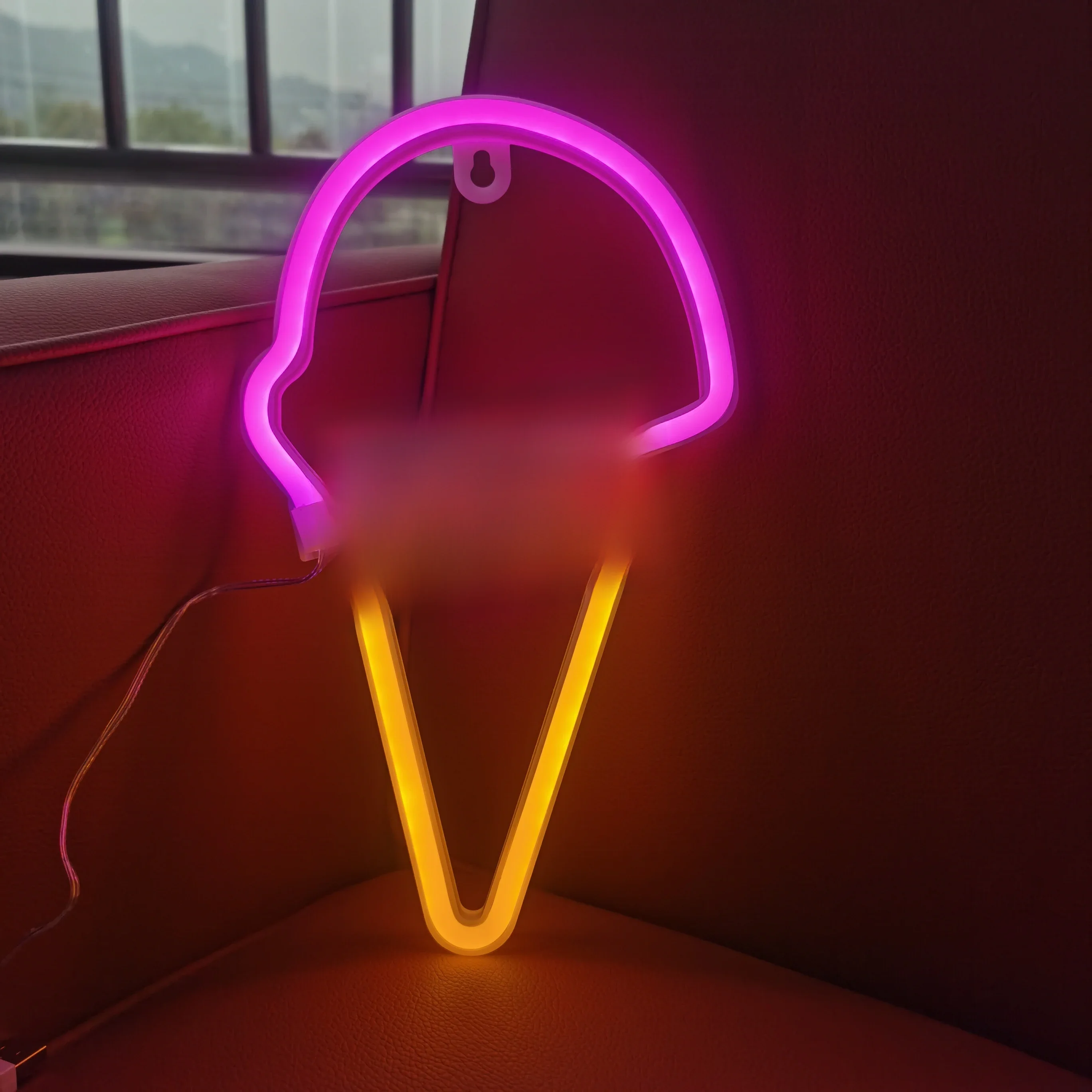Lumière néon LED pour crème glacée mignonne, USB ou alimenté par batterie, chambre de fille, bar, fête d'été, décoration de mariage, cadeau d'anniversaire
