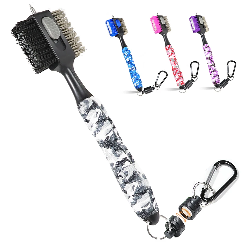 Golf Club Brush Golf Pole Putter Double Sided Groove Cleaner Cleaning Brushes for Outdoor Exercise Golf Accessories For Men Gift