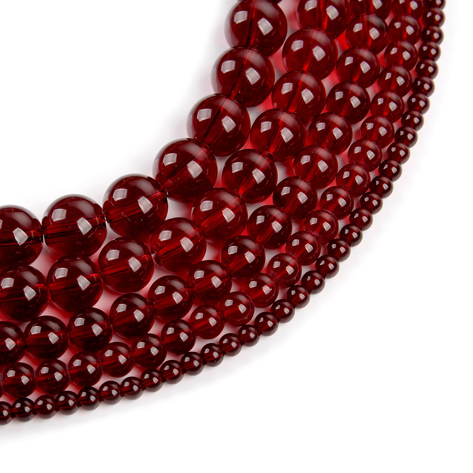 Natural Stone Beads Pomegranate Red Glass Round Loose Beads for Jewelry Making DIY Bracelet Accessories 4/6/8/10/12mm