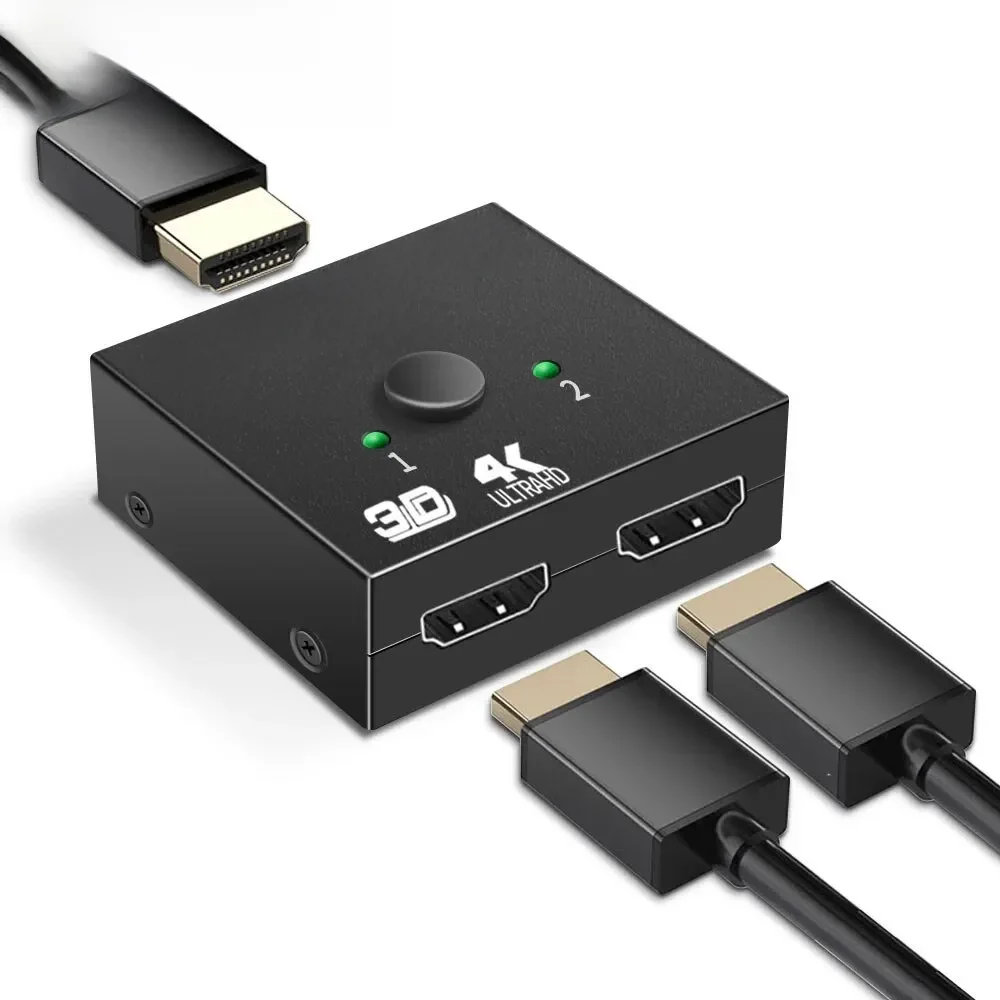 Divisor compatível com HDMI para TV Box, adaptador Switcher, 4K, KVM, Bi-Direction, 1x2, 2x1, 2 em 1